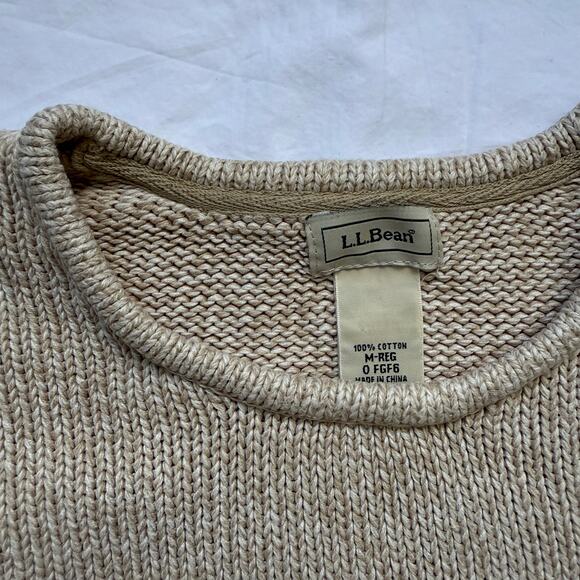 Vintage LL Bean 100% cotton roll neck sweater, M, tan EUC - Picture 2 of 4